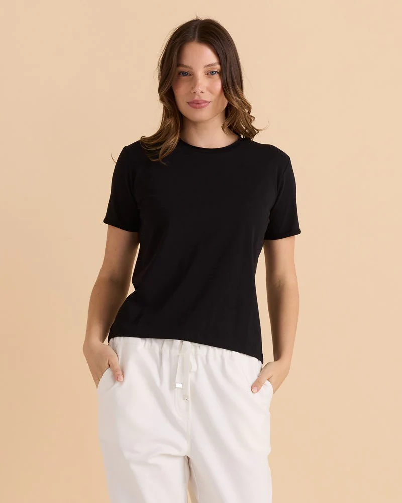 Cotton Slim Fit Tee - Black