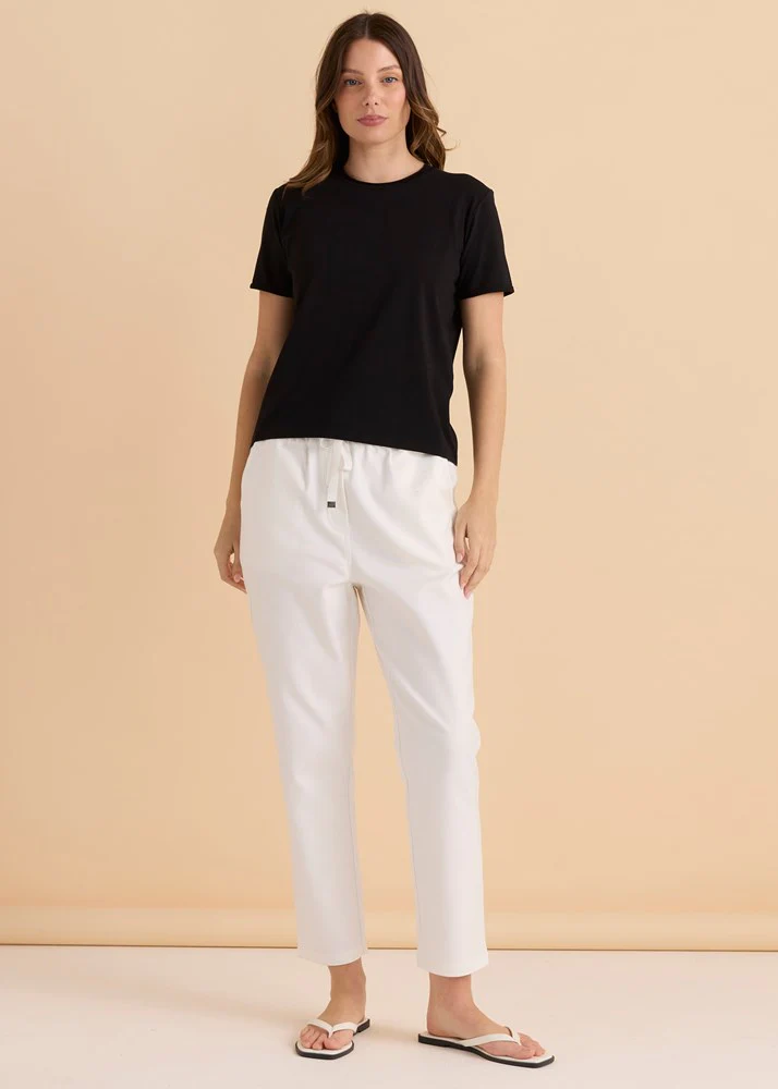 Cotton Slim Fit Tee - Black - Image 2