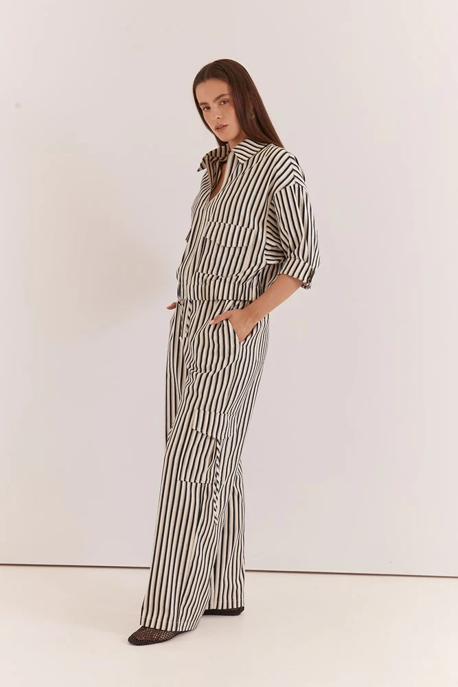 May Tie Waist Cargo - Black Cream - Image 3